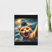 Cat Selfie With Shark Funny  カード (正面)