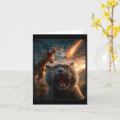 Cat Selfie With T-rex Dinosaur Funny Cat T Rex Shi カード (黄色い花)