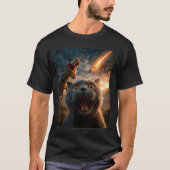 Cat Selfie With T-rex Dinosaur Funny Cat T Rex Shi Tシャツ (正面)