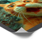 Cat Selfie With T-rex Dinosaur Trex Dino Men Women ポスター (角)