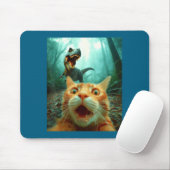 Cat Selfie With T-rex Dinosaur Trex Dino Men Women マウスパッド (マウス)