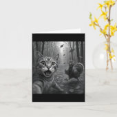 Cat Selfie With Turkey Funny Happy Thanksgiving Da カード (黄色い花)