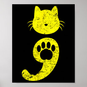 Cat Semicolon Shirtうつ病認識度- Cat Lov ポスター