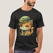 Cat Shamrock St Patrick s Day Leprechaun Hat Cute  Tシャツ (正面)