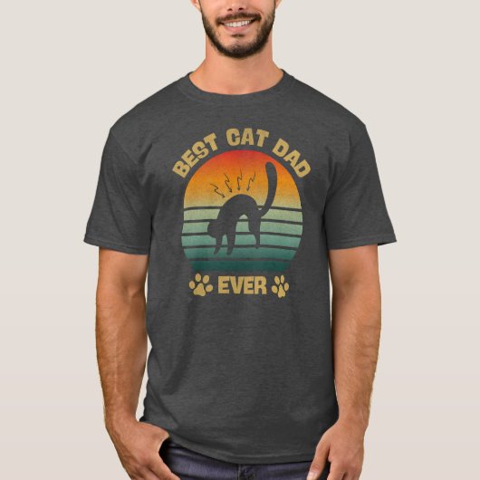 Cat-Shirt Men Best Cat Dad Ever Funny Tシャツ (正面)