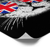 Cat Shirt Union Jack Flag Country Retro England Br ポスター (角)
