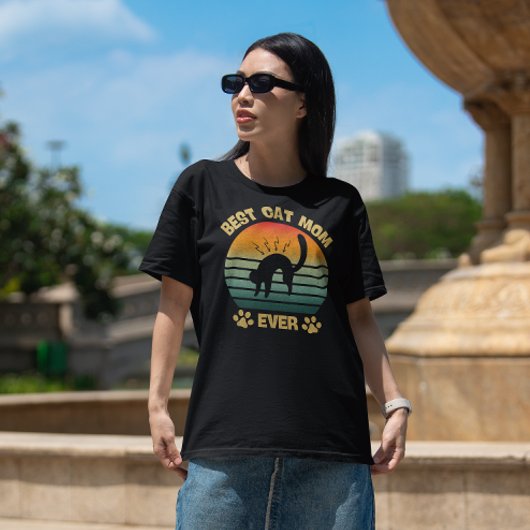 Cat-Shirt Women Best Cat Mom Ever Funny Mom Tシャツ