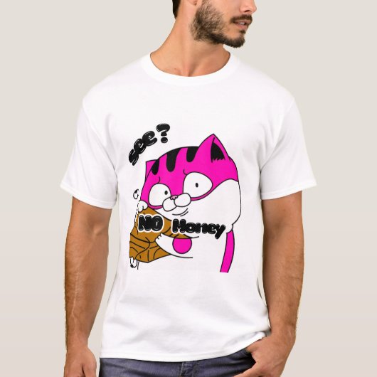 Cat Showing Purse Saying “See No Money” Funny Cute Tシャツ (正面)