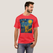 Cat Sie with UFO Cats Starry Night Van Gogh Men Wo Tシャツ (正面フル)