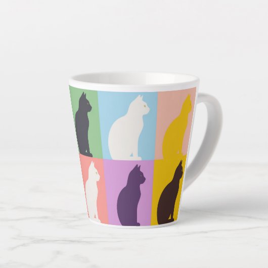 Cat silhouette colorful カフェラテマグ (右アングル)