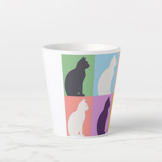 Cat silhouette colorful カフェラテマグ (正面)