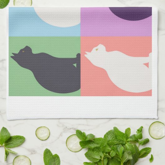 Cat silhouette colorful キッチンタオル (折り畳み)