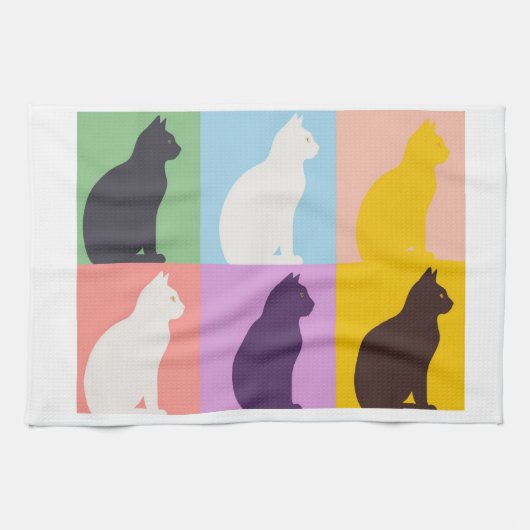 Cat silhouette colorful キッチンタオル (横)