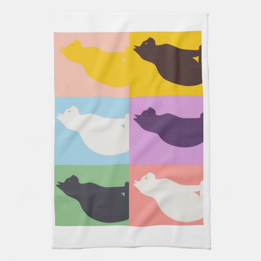 Cat silhouette colorful キッチンタオル (縦)