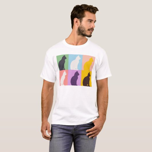 Cat silhouette colorful tシャツ (正面フル)