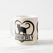 Cat Silhouette Heart Split Monogram Sunset コーヒーマグカップ (正面左)