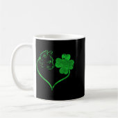 Cat Silhouette Shamrock St Patricks Day Kitten Lov コーヒーマグカップ (左)