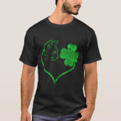 Cat Silhouette Shamrock St Patricks Day Kitten Lov Tシャツ (正面)