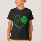 Cat Silhouette Shamrock St Patricks Day Kitten Lov Tシャツ (正面)