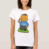 Cat Singer Microphone Singing Tシャツ (正面)