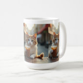 Cat Sipping Coffee On A Street コーヒーマグカップ (正面右)