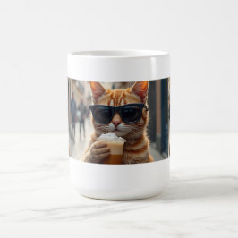Cat Sipping Coffee On A Street コーヒーマグカップ