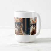 Cat Sipping Coffee On A Street コーヒーマグカップ (正面右)