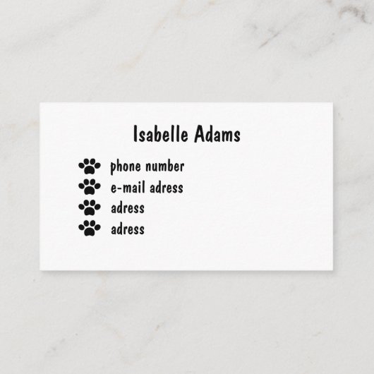 Cat Sitter Pet  名刺 (裏面)