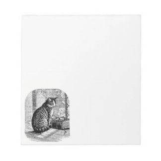 Cat Sitting by Window with Book ノートパッド