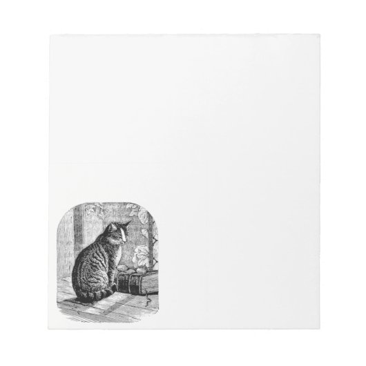 Cat Sitting by Window with Book ノートパッド (正面)