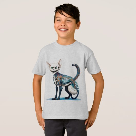 Cat Skeleton Fusion - Hyperdetailed Art Tシャツ (正面フル)