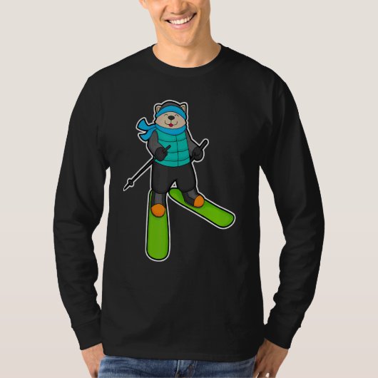 Cat Skier Ski Winter sports Tシャツ (正面)