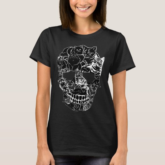 Cat Skull Kitty Skeleton Halloween Costume Skull Tシャツ (正面)