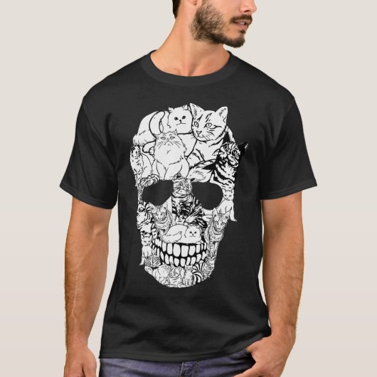 Cat Skull Shirt - Kitty Skeleton Halloween Skull Tシャツ (正面)