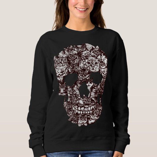 Cat Skull T-Shirt Kitty Skeleton Halloween Costume スウェットシャツ (正面)