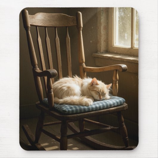 Cat Sleeping On a Rocking Chair マウスパッド (正面)