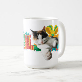 Cat Sleeping on Presents Mug コーヒーマグカップ