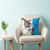 Cat Smelling Deep Red Rose クッション (椅子)