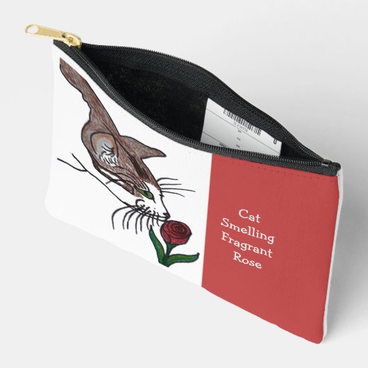 Cat Smelling Fragrant Rose  アクセサリーポーチ (見開き)