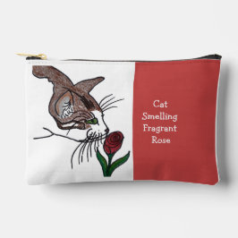Cat Smelling Fragrant Rose  アクセサリーポーチ