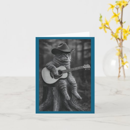 Cat Smoking Cigarette Racoon Ossum Funny Meme Cowb カード (黄色い花)