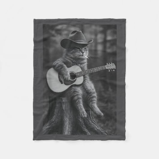 Cat Smoking Cigarette Racoon Ossum Funny Meme Cowb フリースブランケット (正面)