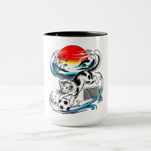 Cat Soccer Mugs Gifts for Pet Lovers & Sports Fans マグカップ (中央)