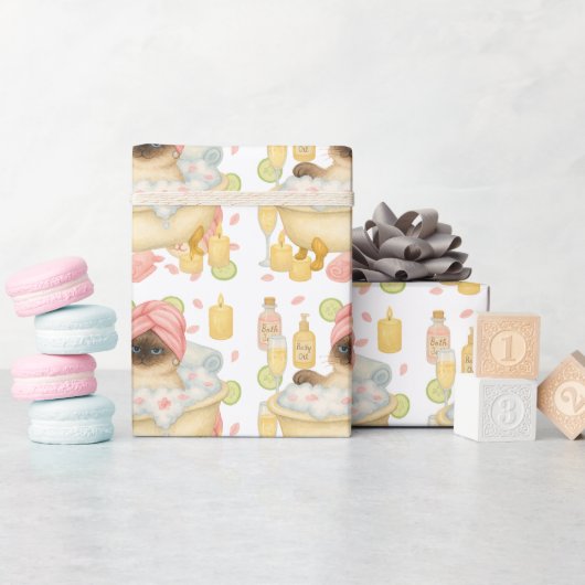 Cat SPA Birthday Party for Siamese Cat lovers ラッピングペーパー (ベビーシャワー)