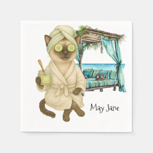 Cat Spa themed for Siamese Cat Lovers スタンダードカクテルナプキン (正面)