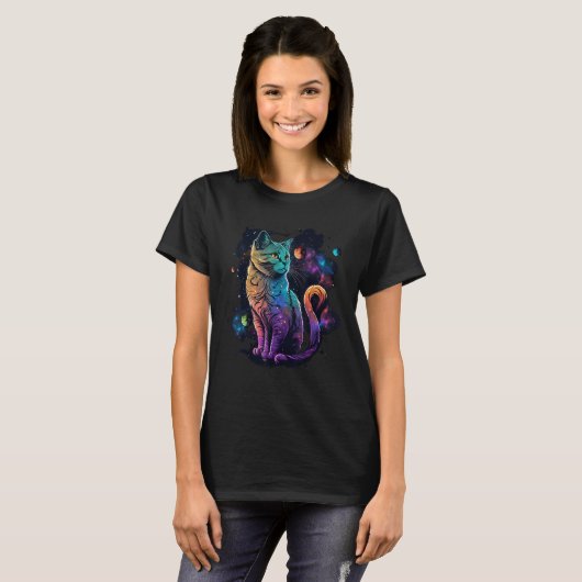 Cat Space Cat Galaxy Kitten Space Kitten Cat Tシャツ (正面フル)