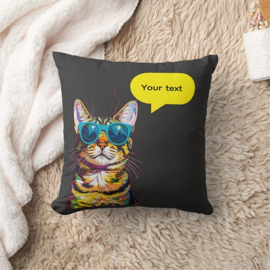 Cat Speech Bubble Funny Design クッション (ブランケット)