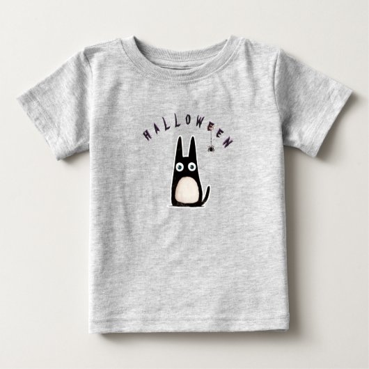 cat + spider + Halloween, personalized ベビーTシャツ (正面)