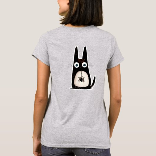 cat + spider + Halloween, personalized Tシャツ (裏面)
