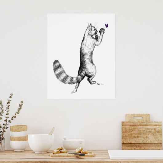 Cat Springing ポスター (キッチン)